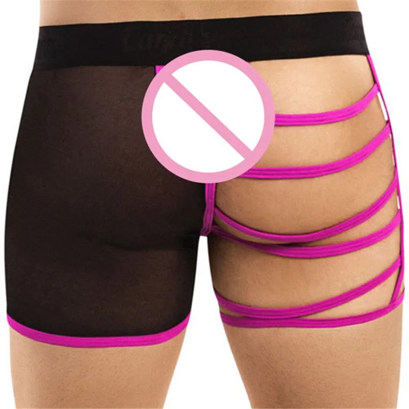 Мужские сетчатые трусы брифы зеленые односторонние с U образным мешочком