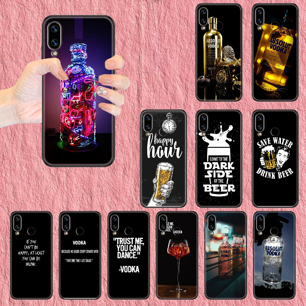 Пива водки алкоголь чехол для телефона Huawei Honor 6 7 8 9 10 10i 20 A C X Lite рro играть черные