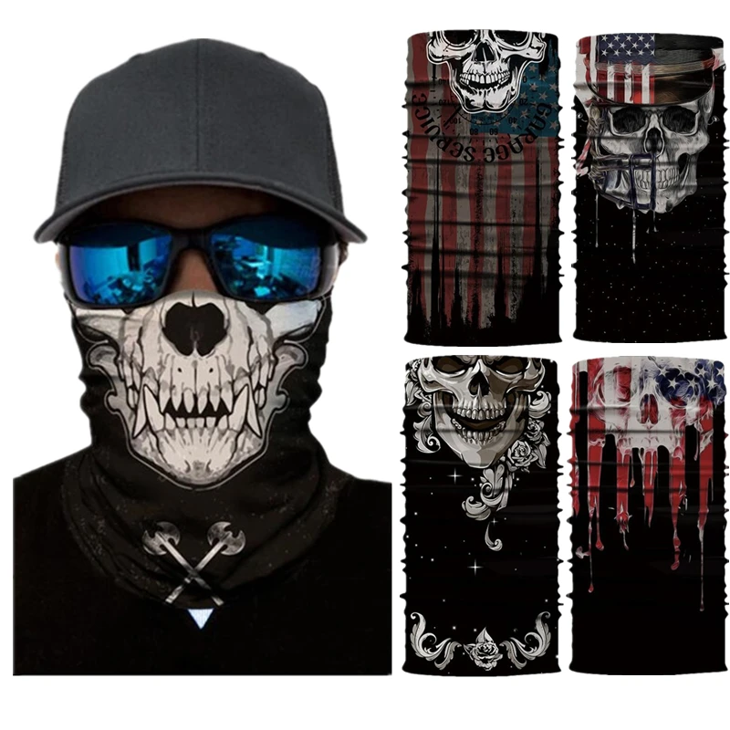 Череп Каратель Мотоцикл Велоспорт шейный шарф половина Бандана с изображением