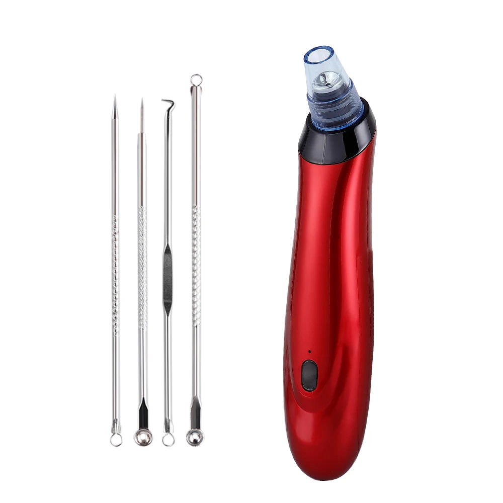 red with needle Инструмент для удаления чёрных точек уход за кожей лица акне, в черный горошек для маленьких девочек, прыщей, Электрический Микрокристаллическая вакуумный очиститель пор и черных точек уход за кожей машины - Цвет: red with needle