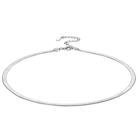 u7 women snake chain choker 925 sterling silver solid 3mm flexible flat herringbone chain necklace for women girls 12 5 15 inch