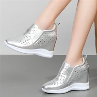 summer trainers women cow leather wedges high heel ankle boots female outdoor platform oxfords shoes breathable fashion sneakers