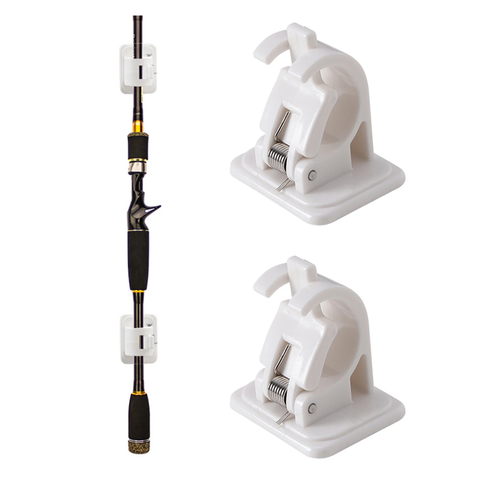 

2x Fishing Rod Holder Vertical Adhesive Fish Pole Clamp Locking Storage Clip