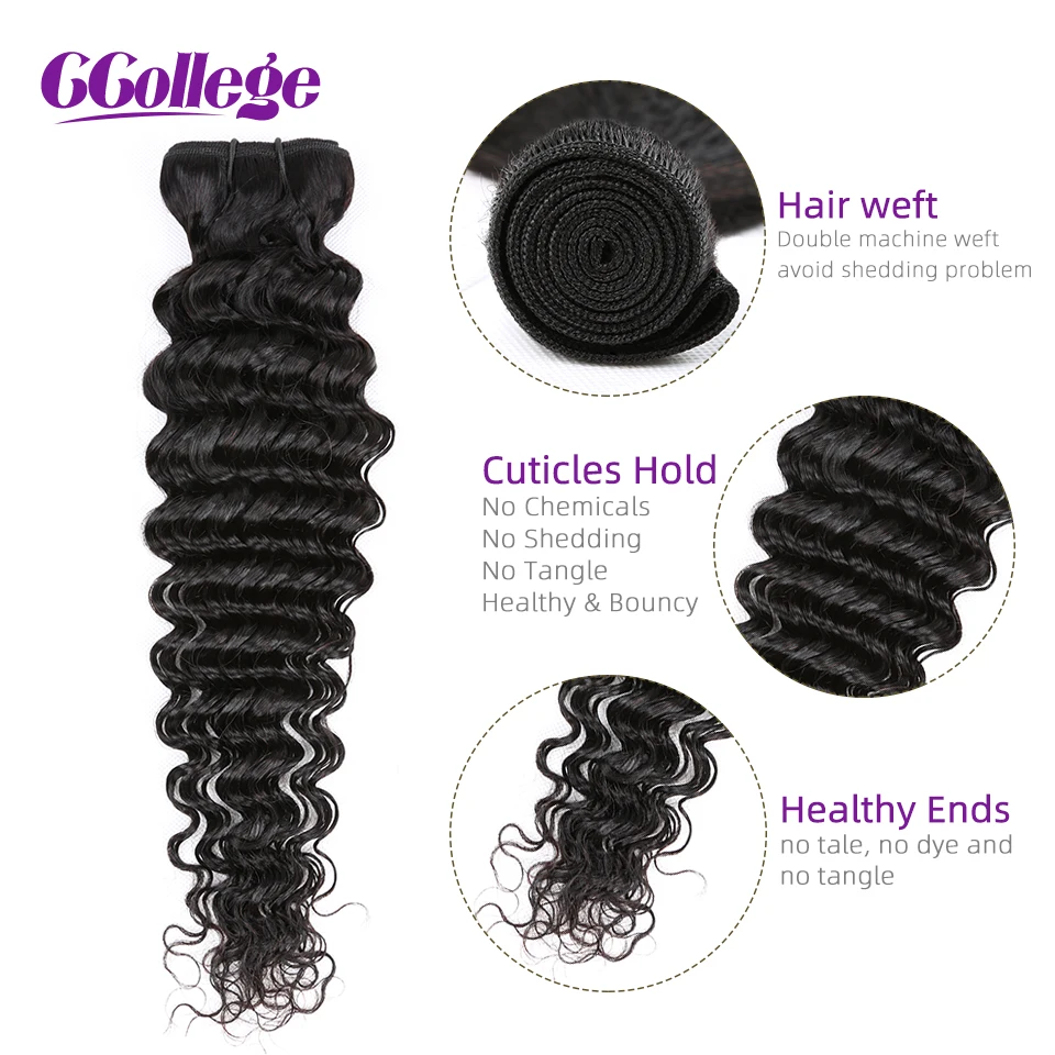 CCollege волосы глубокая волна бразильские плетение Связки натуральный цвет