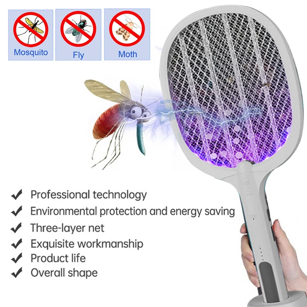 

Electric Mosquito Swatter USB Charging Wasp Practical Handheld 520 220mm Pest Repeller Trap Control Mosquito Lamp Two Functions