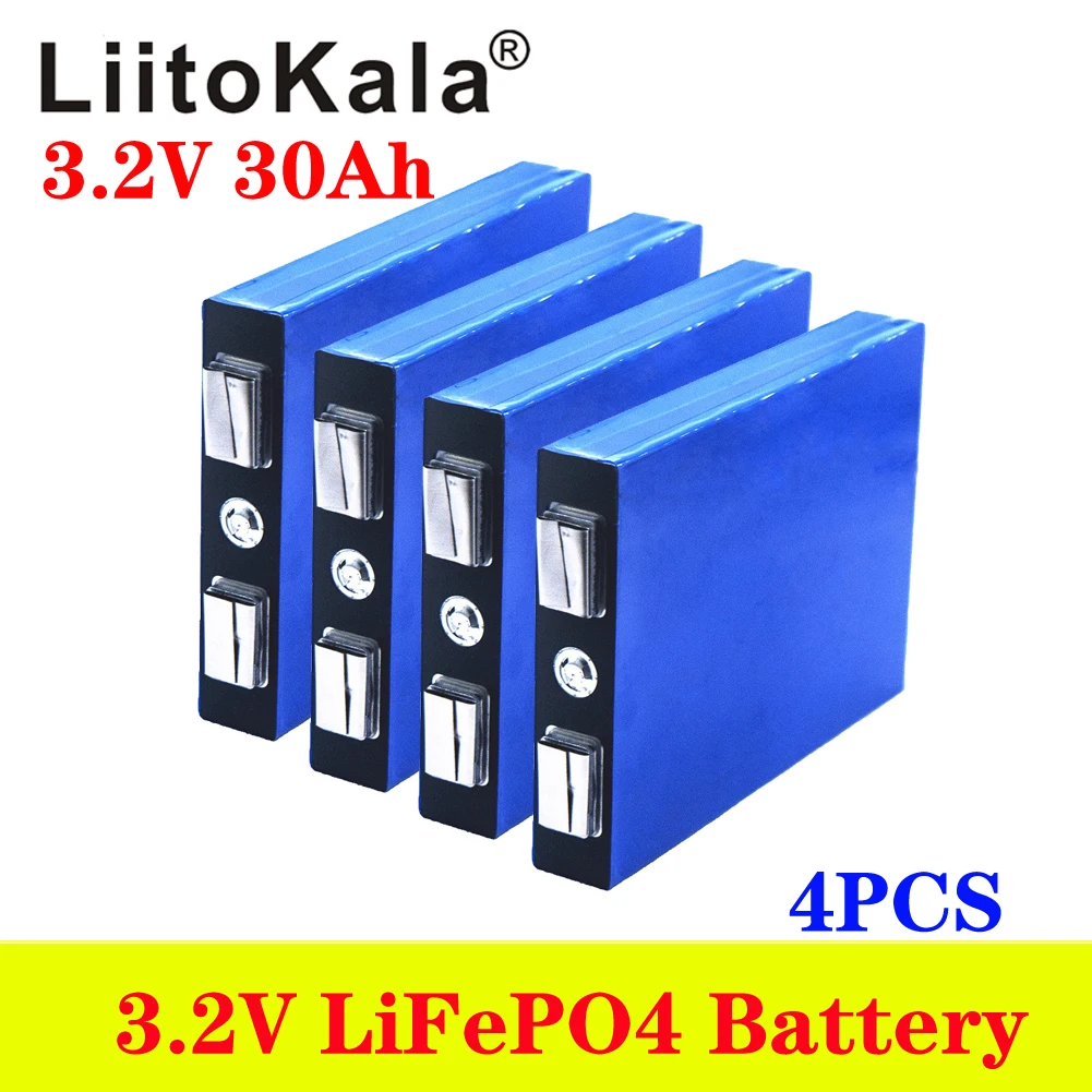 

4pcs LiitoKala LiFePo4 3.2V 30AH 5C battery lithium bateria for diy 12V lifepo4 e-bike e scooter wheel chair AGV car Golf carts
