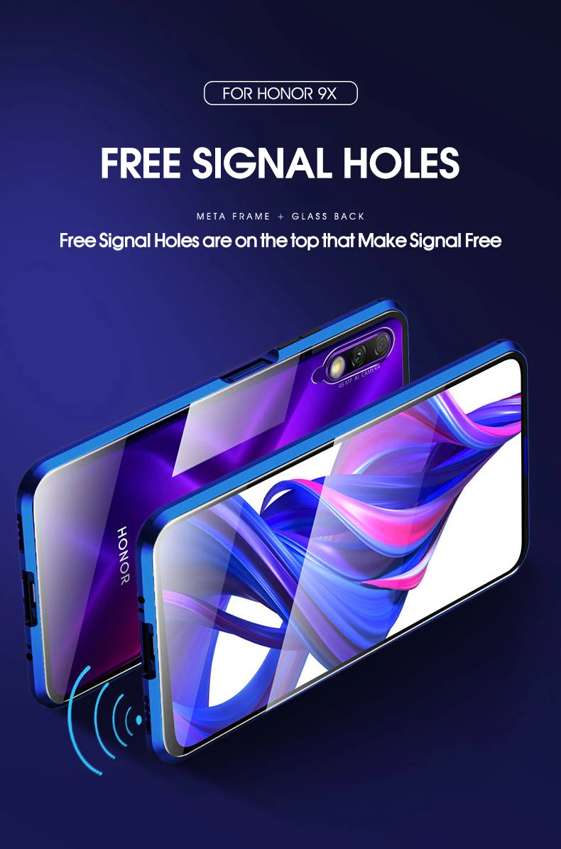 Двусторонняя магнитная защита 360 для huawei Honor 8X Max 9X Pro закаленное переднее стекло для Honor 10 Lite Honor 20Pro view 20 чехол