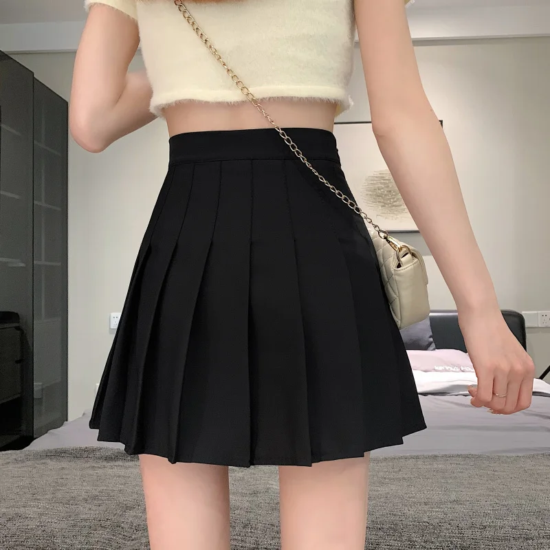 

Girls Women High Waisted Plain Pleated Skirt Lining Shorts Skater Tennis School Uniforms A-line Mini Skirt Harajuku Skirt