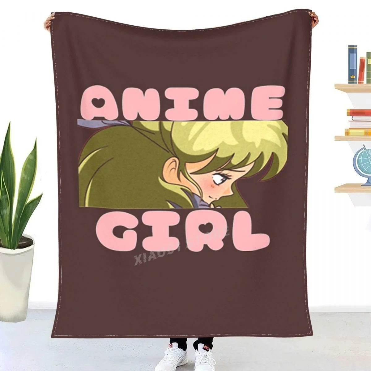 

Anime Girl Pink Throw Blanket Sherpa Blanket Bedding soft Blankets