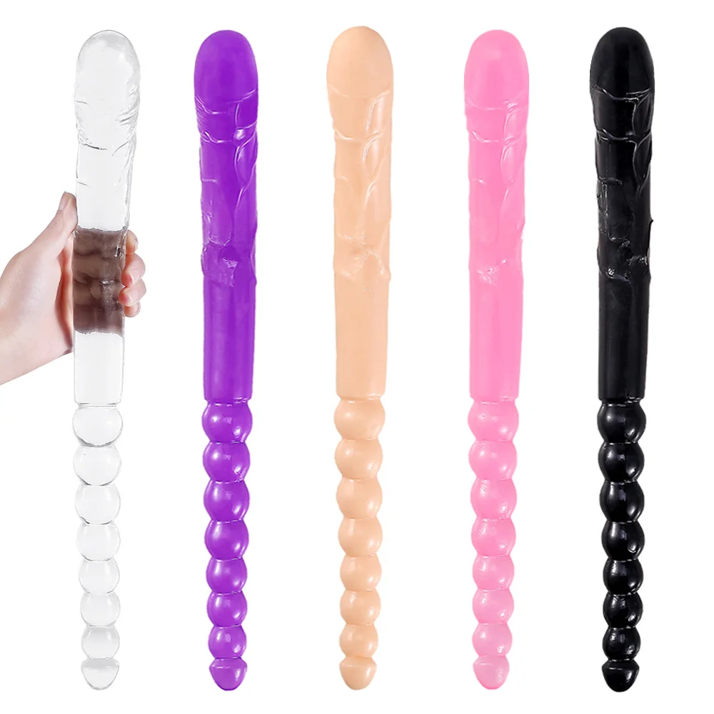 370mm Extra Long Soft anal dildo Double ended Head gay Dildo Toy For Adult Flexible Jelly Vagina dildos for women Lesbian | Красота и