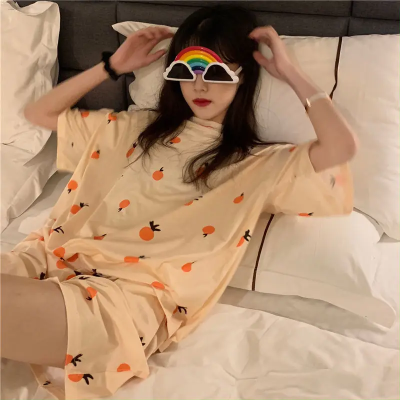 Short-sleeved pajamas ladies summer milk silk thin shorts spring and summer home service two-piece suit