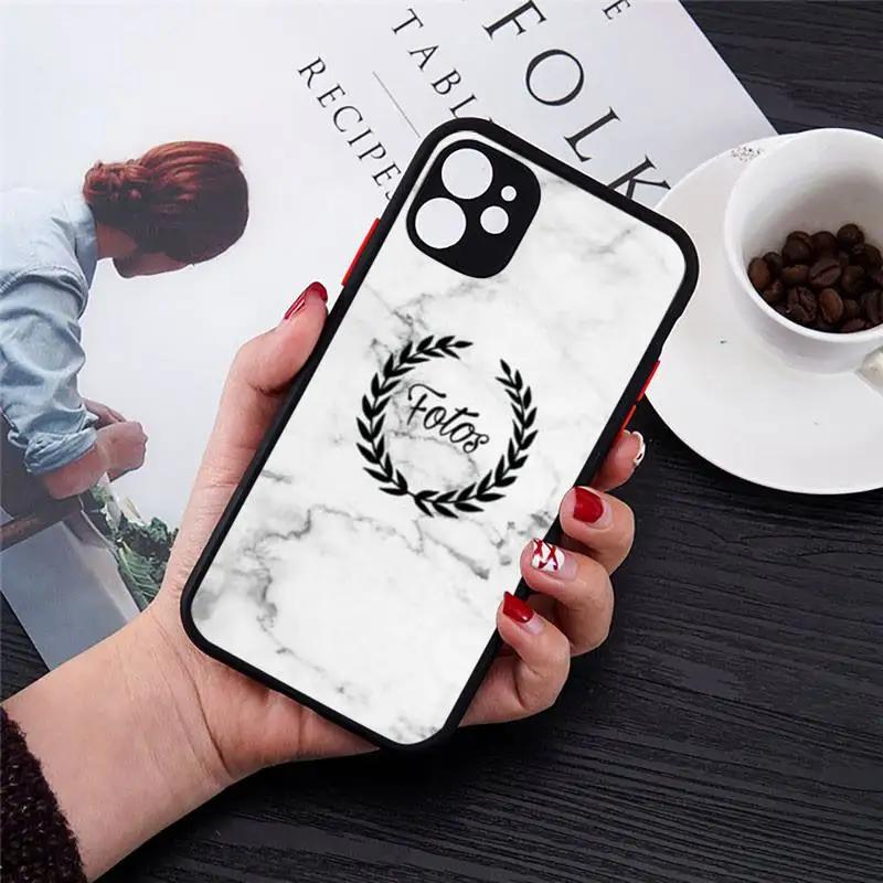 

GREY MARBLE INITIALS NAME Phone Cases Transparent Matte for iPhone 7 8 11 12 s mini pro X XS XR MAX Plus cover funda