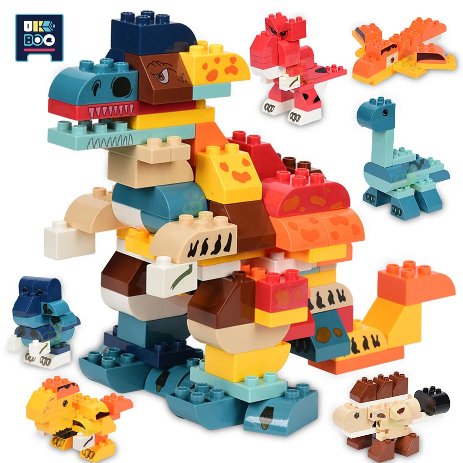 

UKBOO 130PCS 6IN1 Big Size Disnosaurs Tyrannosaurus Rex Model Building Blocks City DIY Large Jurassiced Bricks Toys For Children