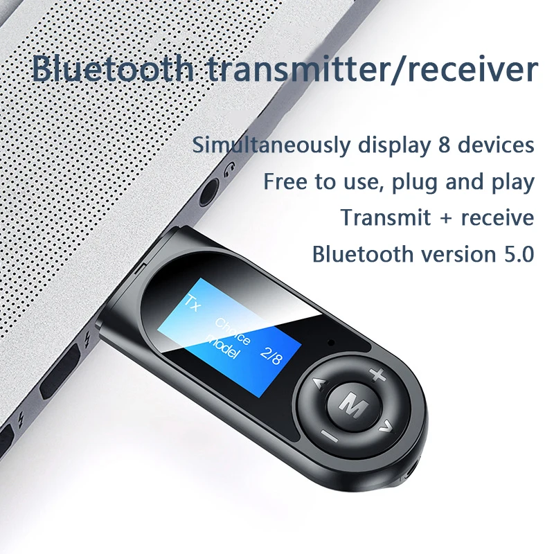 USB Bluetooth 5 0 аудио приемник передатчик с 3 мм ЖК экраном AUX стерео разъем адаптер для