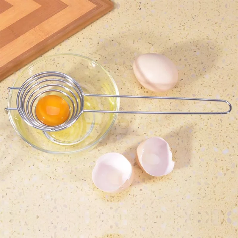 

Stainless Steel Spiral Egg White Separator Egg Yolk Remover Divider with Long Handle Kitchen Tool