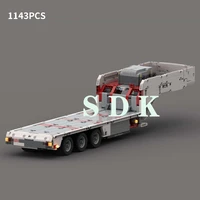 moc 78480 truck trailer flatbed flatbed three axle trailer high tech building block toy compatible with le