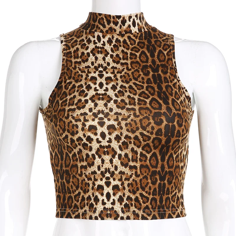 

Y2K Tank Tops Leopard Print Sexy Backless Slim Vest Camisoles Off Shoulder V-Neck Clubwear Crop Top Tank Sleeveless Summer 2021