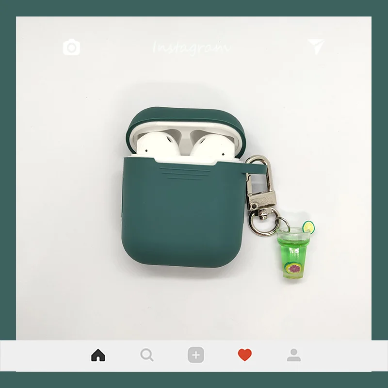 Milk Tea Dark Green Для Apple AirPods чехол милый молочный чай беспроводные наушники чехол для Airpods гарнитура силиконовый защитный чехол бутылка для напитков брелок - Цвет: Milk Tea Dark Green