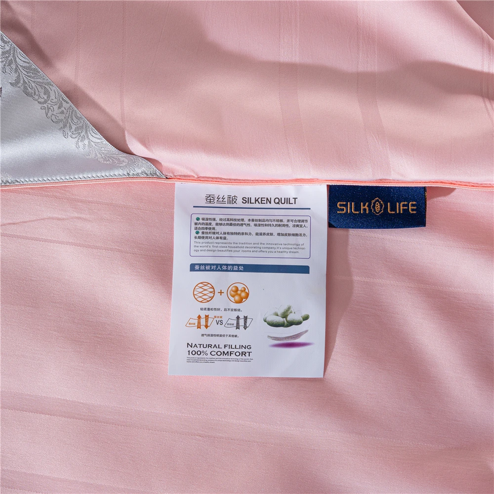 

Lofuka Women Pink 100% Mulberry Silk Quilt Healthy Beauty Handwork Silk Comforters Duvet Silk Filled Double Queen King Quilts