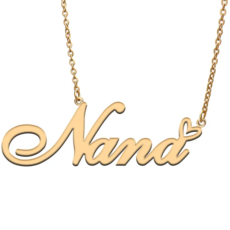 

Love Heart Nana Name Necklace for Women Stainless Steel Gold & Silver Nameplate Pendant Femme Mother Child Girls Gift