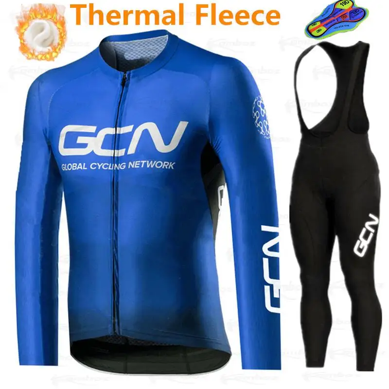 Красный комплект из Джерси для велоспорта GCN 2021 Зимняя Теплая Флисовая