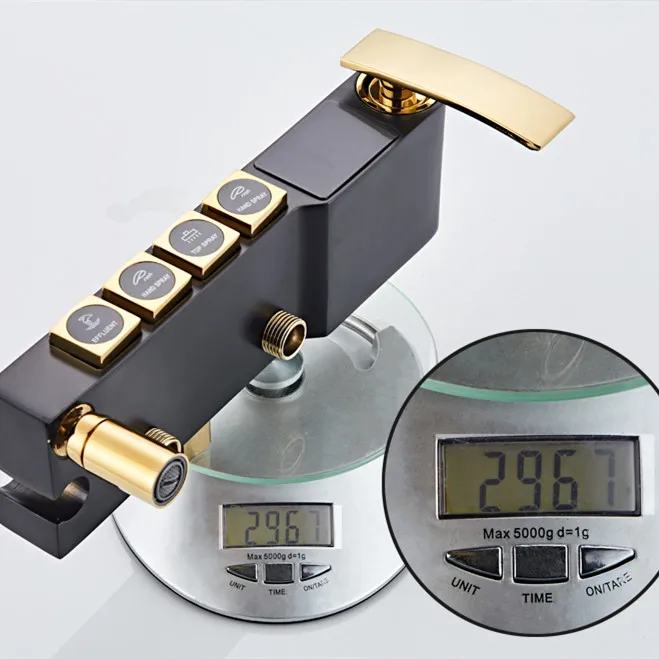 black gold shower set sdsn quality brass bathroom shower faucet 10 inch square rainfall shower head digital bath shower set free global shipping