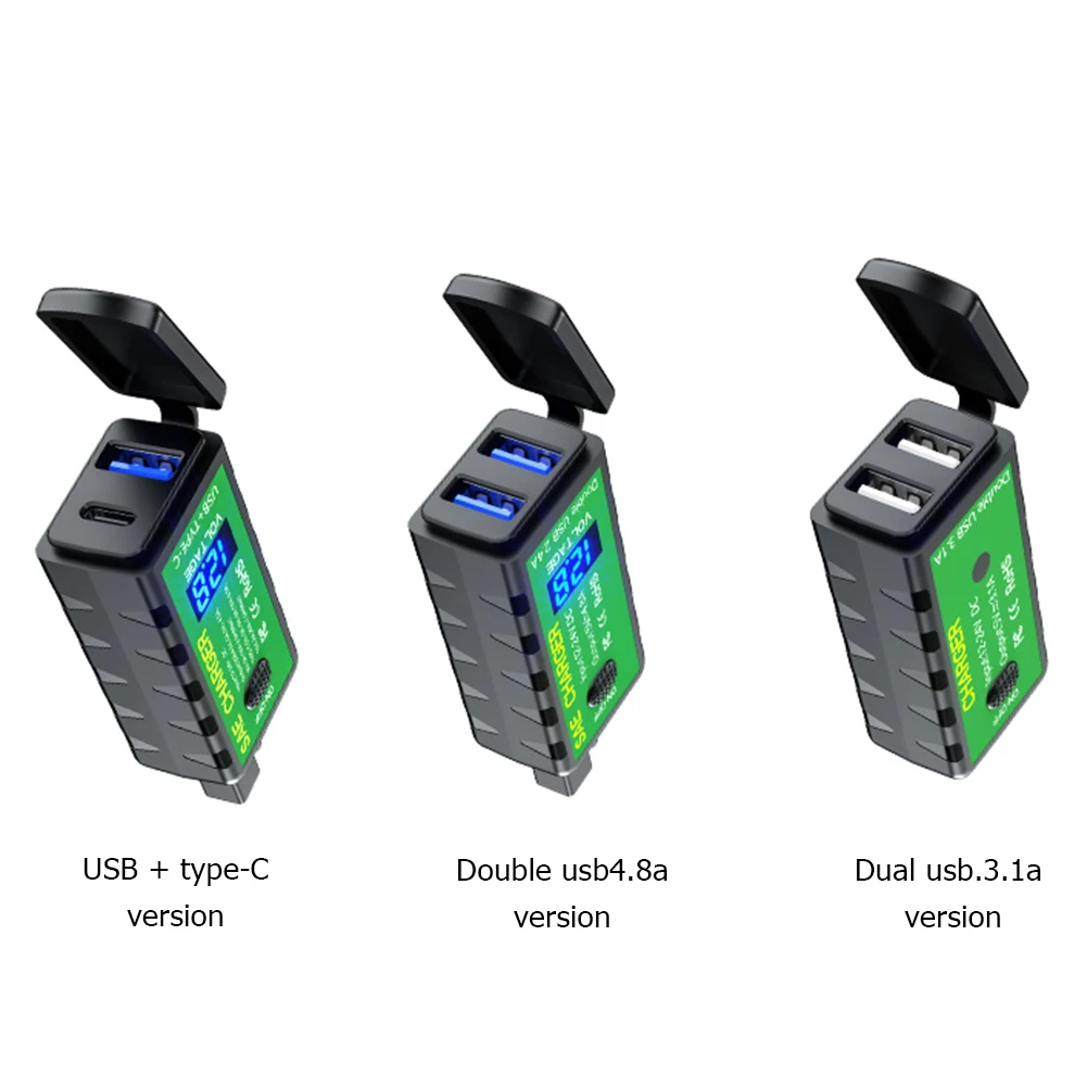 

Зарядное устройство EAFC QC3.0, два USB-порта, для мотоцикла, водонепроницаемое, 12 В, быстрая зарядка, разъем мобильный телефон с дисплеем напряжен...