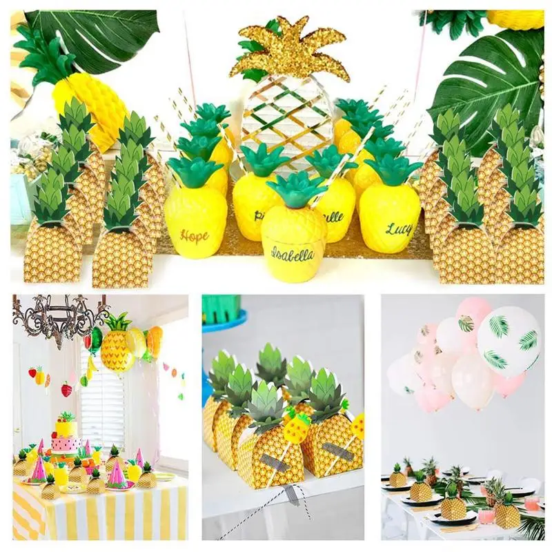 24 шт. подарочные коробки с изображением ананаса большие 3D тропические Гавайские