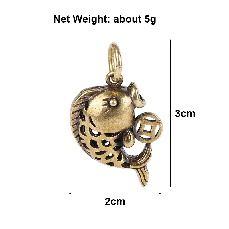 Пустая маленькая золотая рыбка из чистой латуни Брелоки статуэтки винтажные