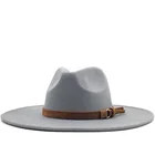 Шляпа Женскаямужская фетровая, элегантная шапка джентльмена и леди с кожаной лентой, с широкими полями, джазовая церковная Панама, сомбреро