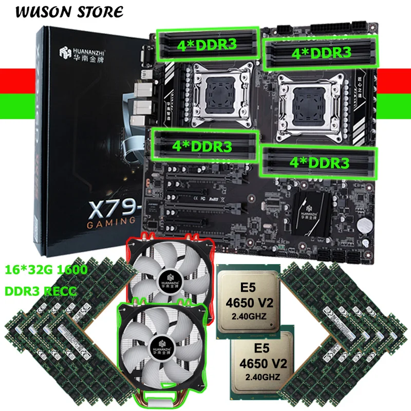 HUANANZHI X79 16D двойной Процессор материнская плата с VGA Выход 512G Оперативная память