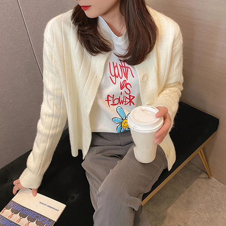 

Ailegogo 2020 Autumn Winter Women's Knitwear Casual Stylish Knitted Button Cardigans Korean Lady Sweaters SWC8521