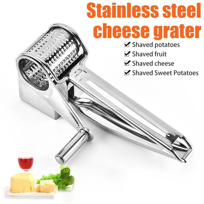

HandCranked Cheese Grater Stainless Steel Rotary Cheese Graters Tool Shredder Chocolate Cutter Garlic Grinder Kitchen Gadget Set