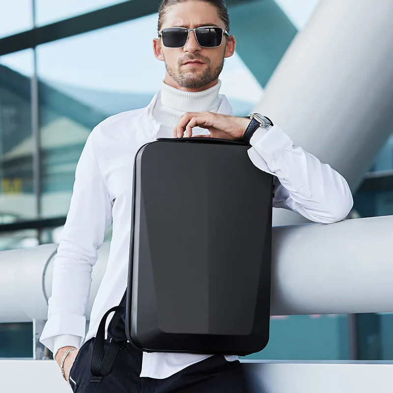 

16 inch new business backpack male plastic hard shell computer bag men's backpack waterproof usb charging luggage backpack