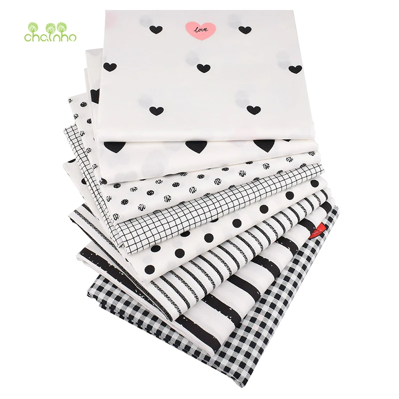 

Chainho,8pcs/Lot,Black Geometric,Printec Twill Cotton Fabric,Patchwork Cloth For DIY Quilting Sewing Baby&Child Material,40x50cm