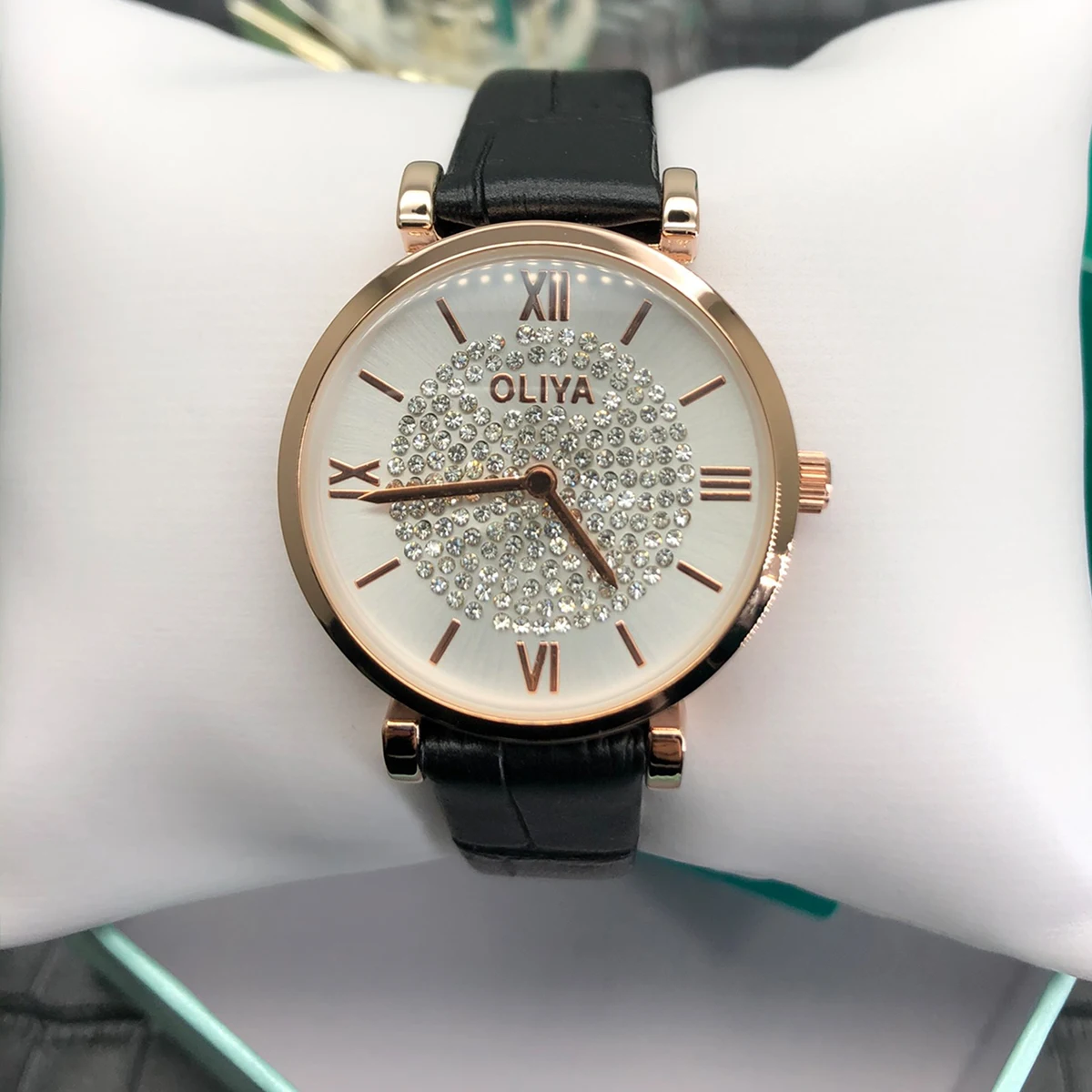 

Роскошный бренд OLIYA светильник, японский кварцевый механизм, 3 цвета, с кожаным ремешком и бриллиантами, часы из розового золота 32 мм #5505