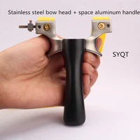 syqt 2020 new aviation aluminum handle precision flat rubber band precision outdoor competitive hunting catapult slingshot