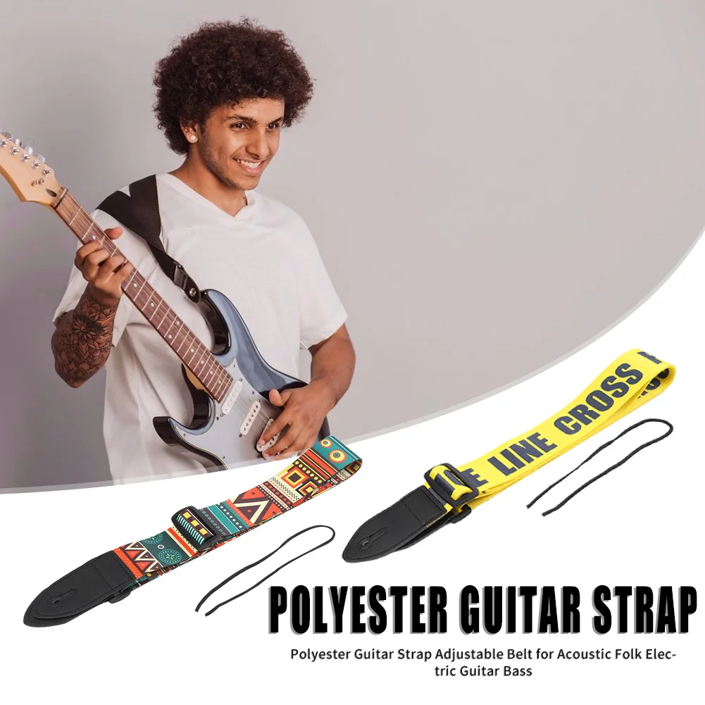 

Polyester Guitar Strap Adjustable Belt with PU Leather Ends for Acoustic Folk Electric Guitar Bass Musical Instrument Parts