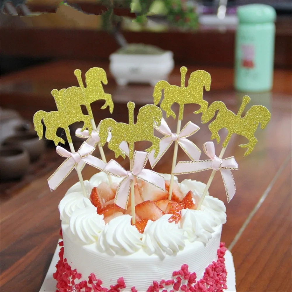 CRLEY Единорог карусель торт фигурки жениха и невесты Блестящие топперы возраст