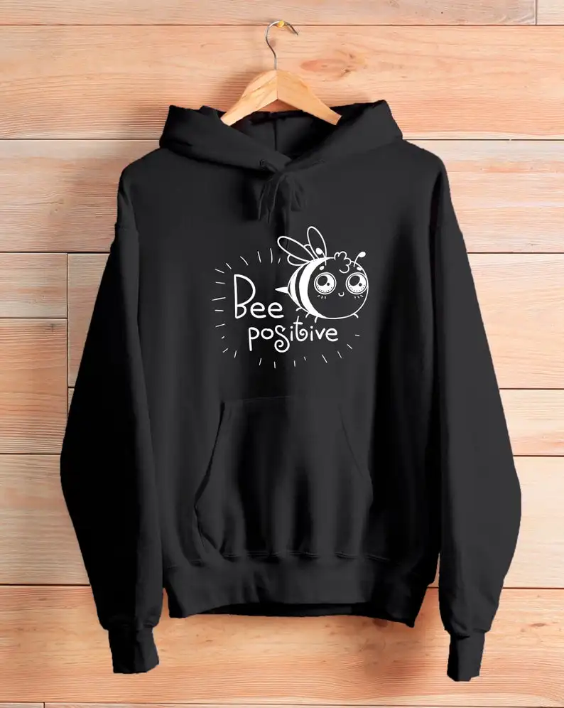 

Bee positive hoodies women fashion cotton casual funny slogan grunge tumblr cute kawaii pullovers young hipster gift tops M204