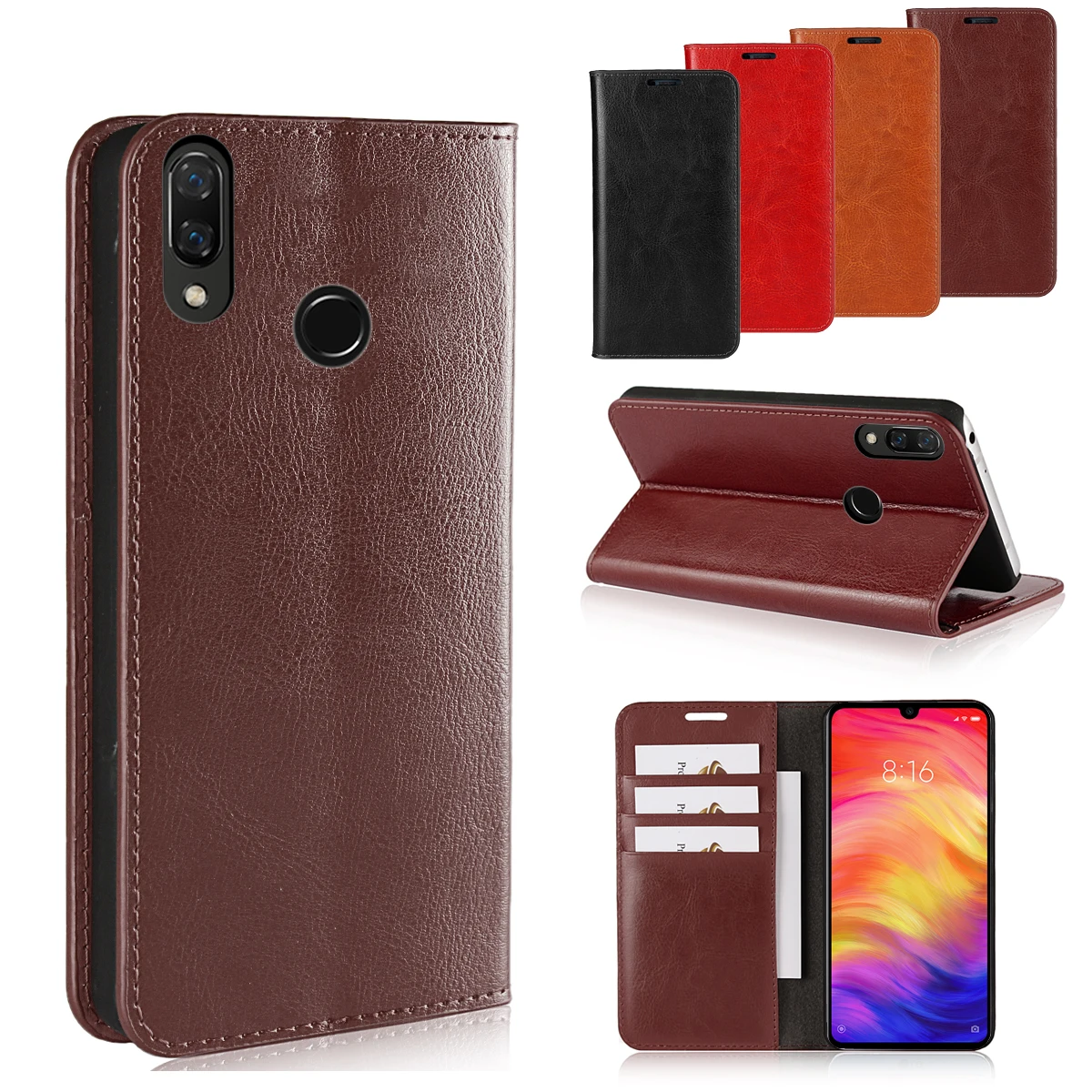 Для Xiaomi Redmi Note 7 чехол из натуральной кожи с зернистой поверхностью Crazy Horse
