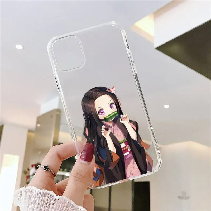 

Demon Slayer Kimetsu No Yaiba Phone Case Transparent for iPhone 6 7 8 11 12 s mini pro X XS XR MAX Plus SE cover funda
