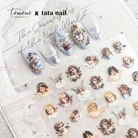 angel new craft nail sticker 5d nail sticker embossed rococo head sticker nail decoration