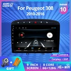 Автомобильный мультимедийный плеер, 2DIN, Android 9,0, для автомобильного радио Peugeot-308, 408, 2010-2016, стерео, навигация, автомагнитола, DVD-плеер
