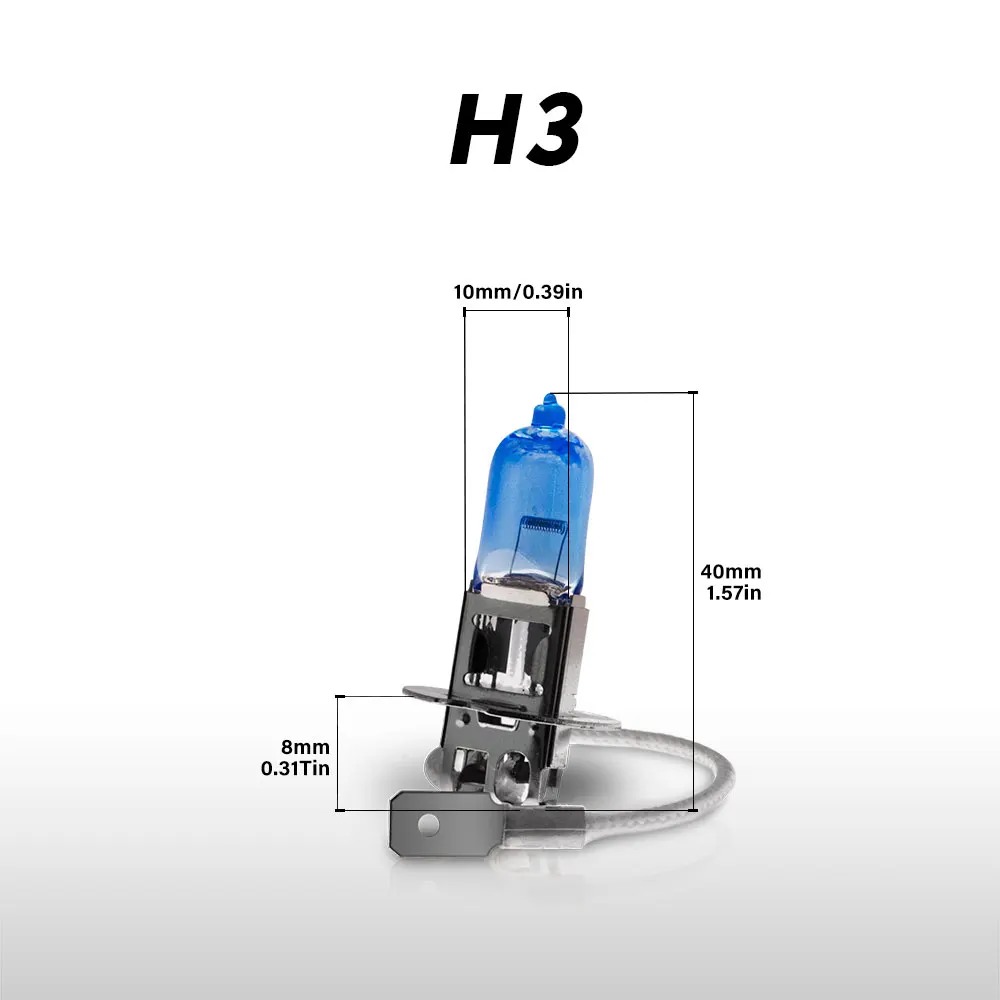 

H3 Halogen Bulbs 100W Lamp For Cars White Light Super Bright