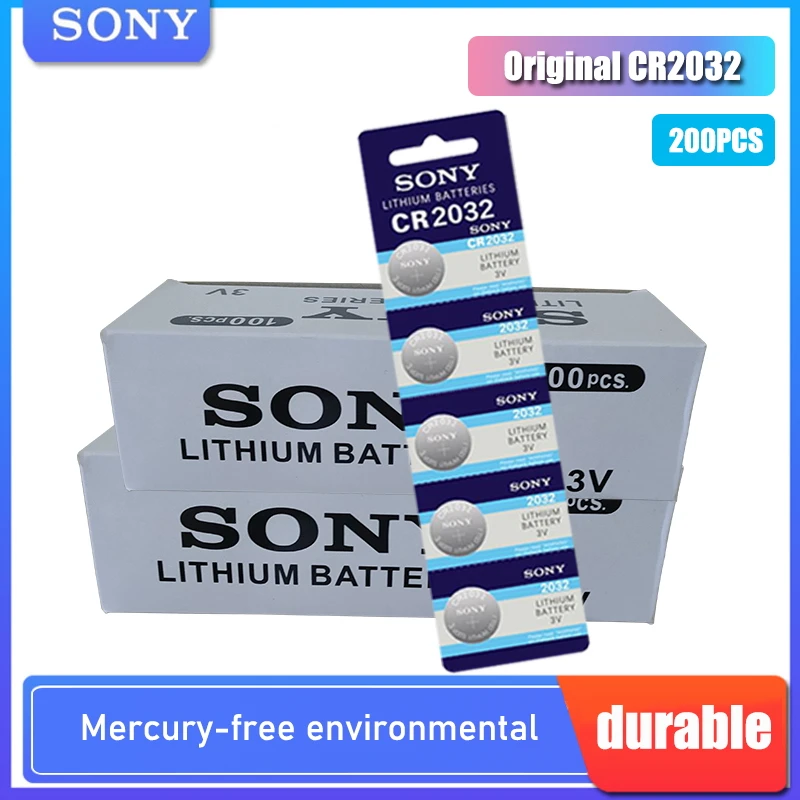 200 шт абсолютно новый SONY CR2032 кнопочный аккумулятор 3 в литиевые батареи CR 2032 для