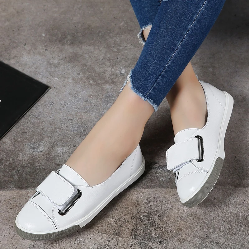 Plardin/2019 г. Модные женские лоферы на плоской подошве слипоны белые мокасины из