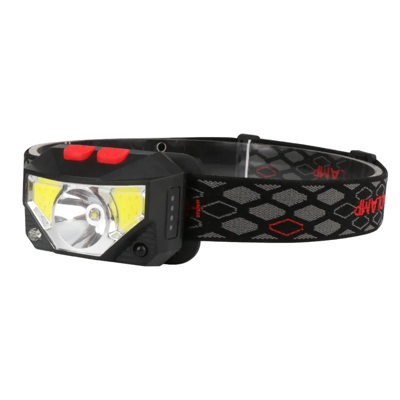 Headlamp LED Wave Induction Red Mini USB Rechargeable HeadTorchs Built-in Battery Multifunctional Light COB Headlights | Освещение