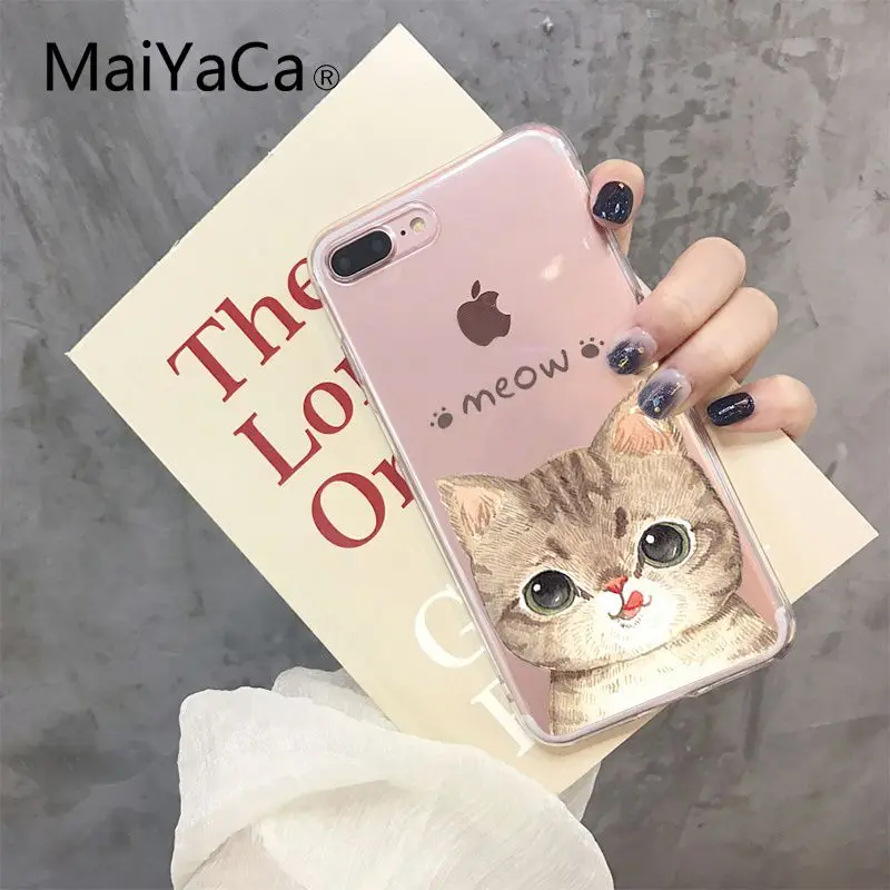 MaiYaCa милый кот котенок мягкая резина, термопластичный полиуретан чехол для телефона iPhone 5 5Sx 6 7 7plus 8 8Plus X XS MAX XR Fundas Capa