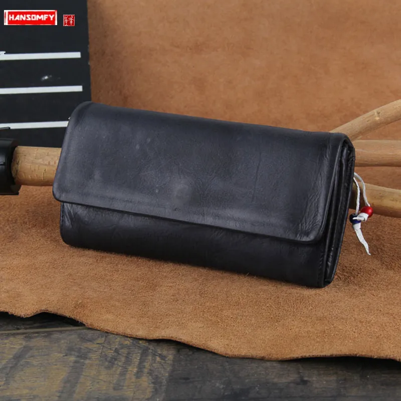 Italian Leather Wallet Men's Clutch Bag Transfer Long Wallet Wealth Vintage Card Holder Purse Mobile Phone Wallets Original Men